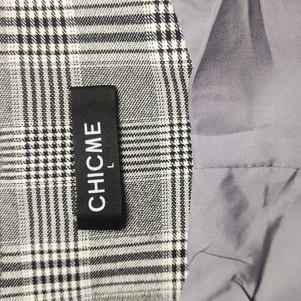 CHICME Plaid Two-Piece Stretchy Set In Black And White Size L - Picture 12 of 16